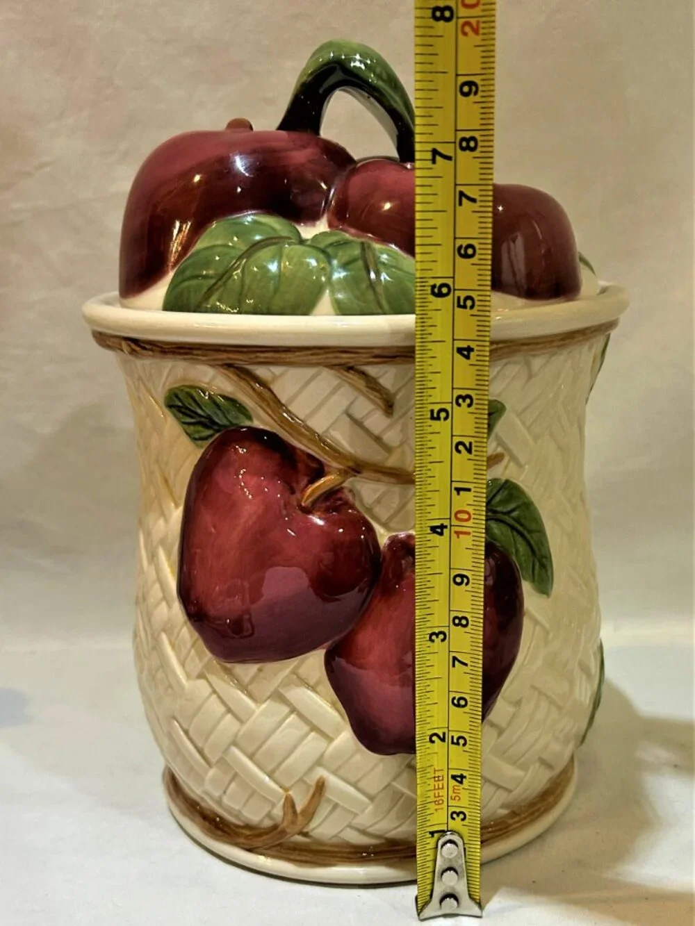 Vintage Franciscan Ceramic Pottery Sculpted Apple Cookie Jar made in Thailand